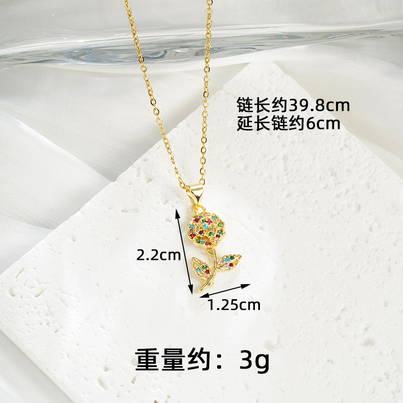 Collar de oro de arena vietnamita transfronterizo Pendientes de rosas de circonio de estilo europeo y americano