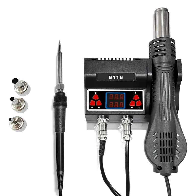 Новый термофен Xufeng 8118, комплект для пайки и демонтажа 2-в-1 с цифровым дисплеем, постоянной температурой, высокой мощностью 700 Вт для ремонта и демонтажа.
