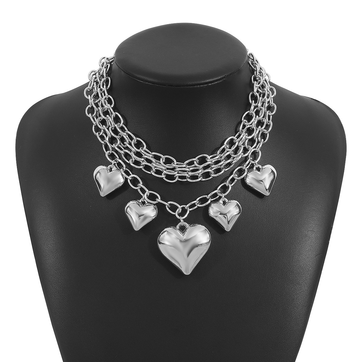 50g Weight CCB Pendant Material Necklace Classification Aluminum Chain Material Paperclip Chain Chain Type 1 Piece Quantity Daily Occasion CCB, Aluminum Material Heart Shape Pattern Women's Gender Plating Design Exaggerated Style Exaggerated Heart Shape CCB Aluminum Paperclip Chain Statement Necklaces Wholesale 12