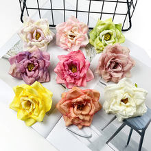仿真烤边小月季花头 复古小玫瑰花 花墙路引装饰 diy头饰簪花材料
