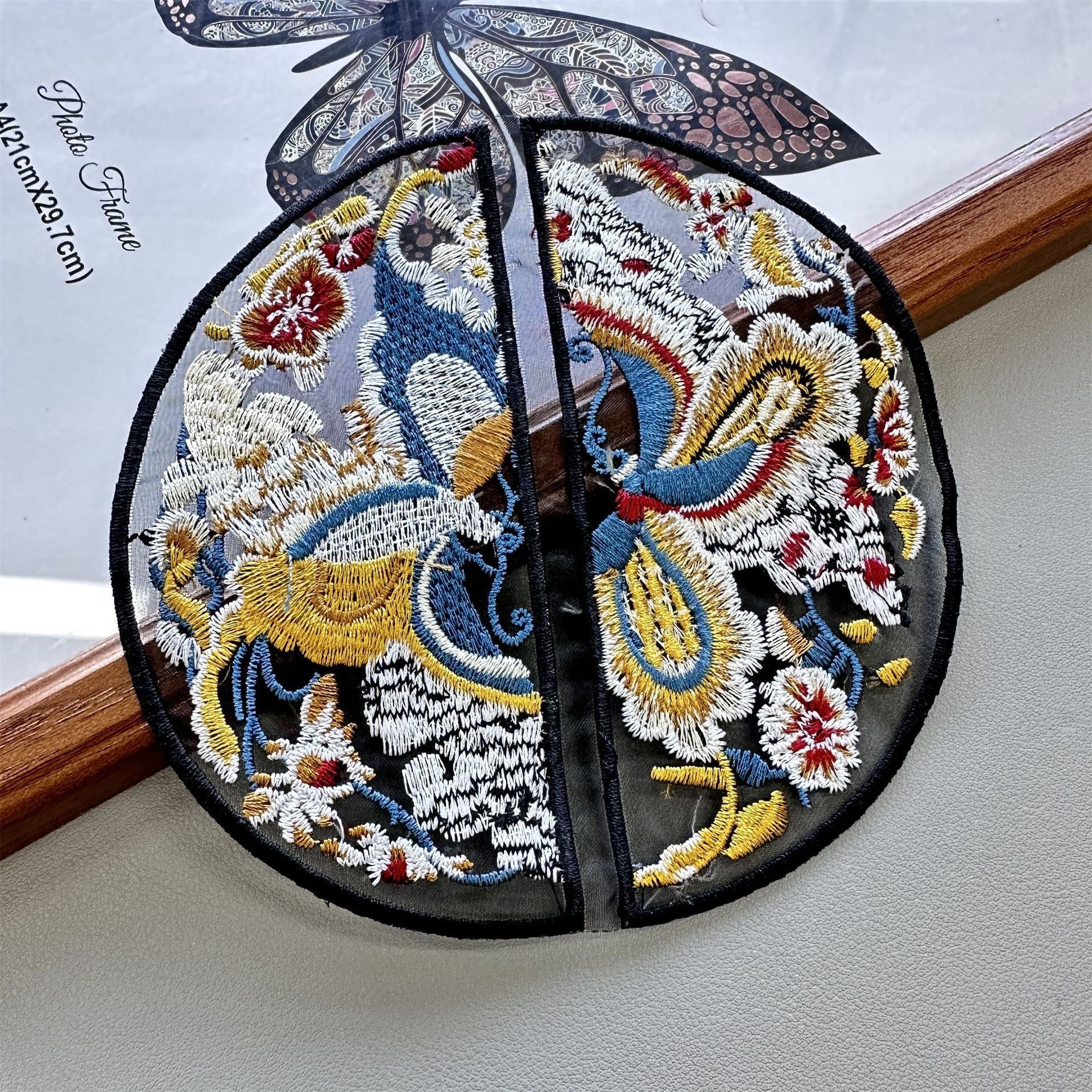 Parche de bordado Hanfu de estilo chino tradicional, aplique floral redondo de dragón y fénix, nuevo accesorio de ropa de estilo chino, bordado decorativo DIY.