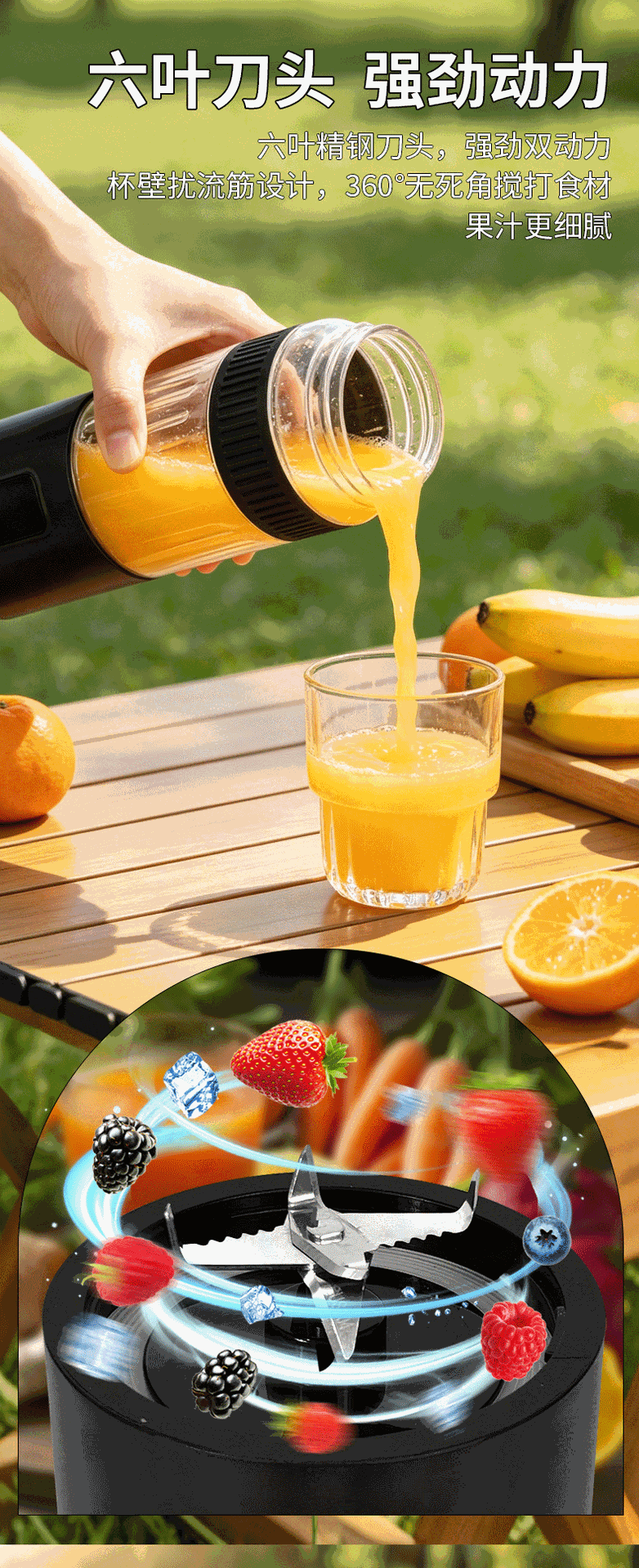 Portable electric juicer, multifunctional with ice crushing