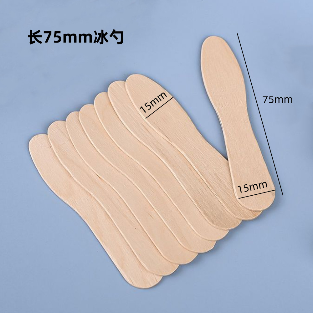 Cuchara de hielo desechable al por mayor Cuchara de helado de embalaje independiente Cuchara de degustación desechable de abedul natural degradable