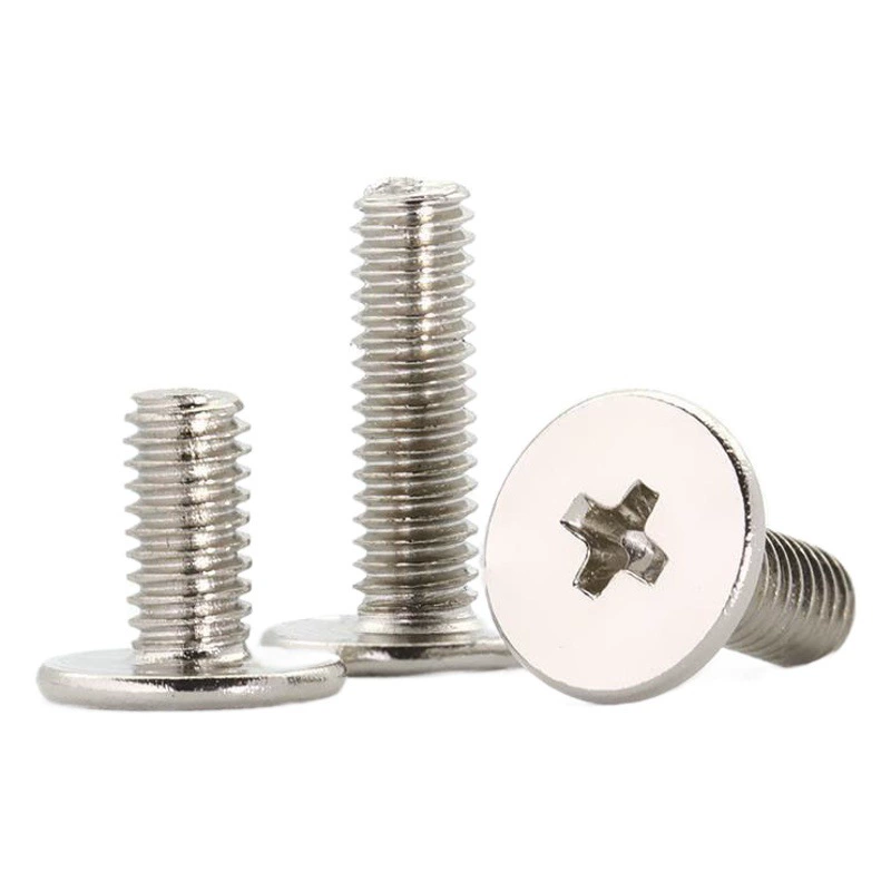 Прямые продажи с фабрики, никелированные тонкие винты с плоской головкой, никелированные винты с крестообразной головкой CM с тонкой головкой M1.2/M1.6/M2.