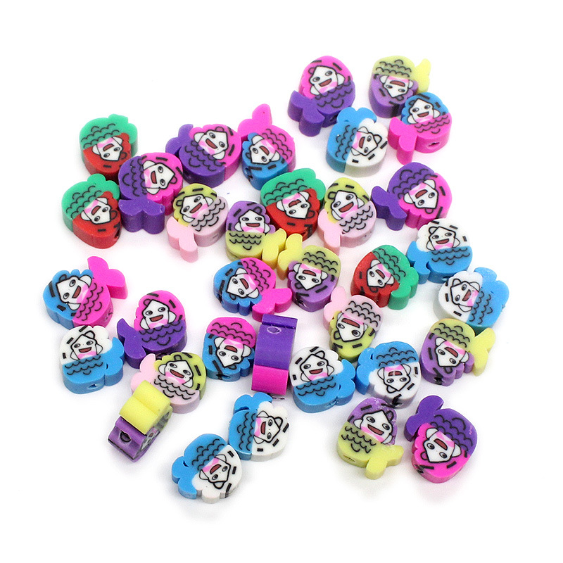 Cuentas de cerámica suave DIY, caras sonrientes, sueltas para pulseras y collares