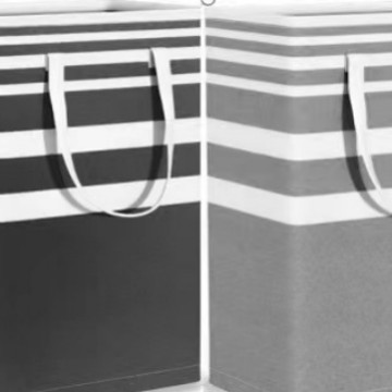Bolsa de almacenamiento de tela de Amazon transfronteriza cesta de almacenamiento de tela cesta de lavandería plegable a rayas ropa sucia edredón de algodón en movimiento