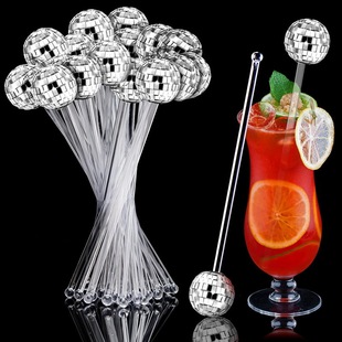 3cm DISCO Mirror Ball Cocktail Muddler Transparent Bartender Beverage Mixer