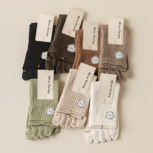 Toe socks toe socks toe socks toe socks female spring and autumn women's cotton socks deodorant sweat-absorbent toe mid-calf Japanese style