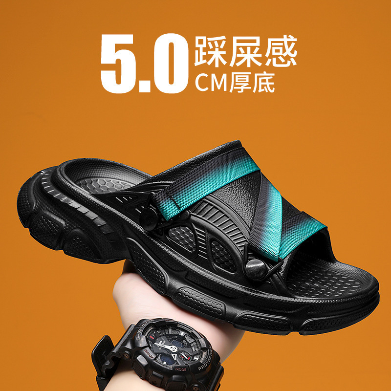 2024 nuevas zapatillas para hombres de verano tendencia de usar al aire libre sensación de mierda juvenil sandalias de playa de doble propósito