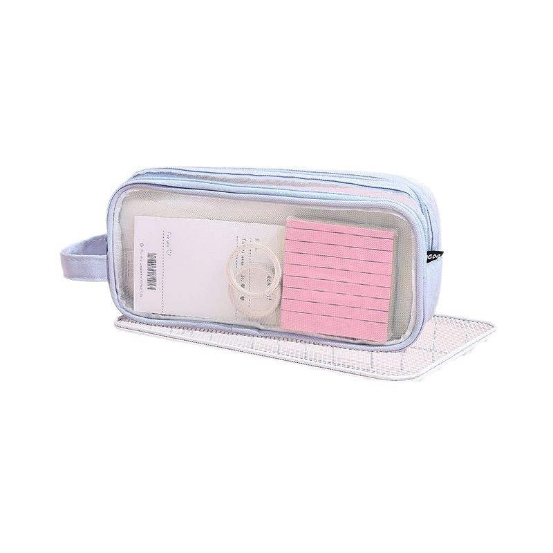 Bolsa de lápices de malla, bolsa de papelería para estudiantes de gran capacidad, caja de lápices de estilo ins simple, caja de lápices transparente para exámenes de alto valor