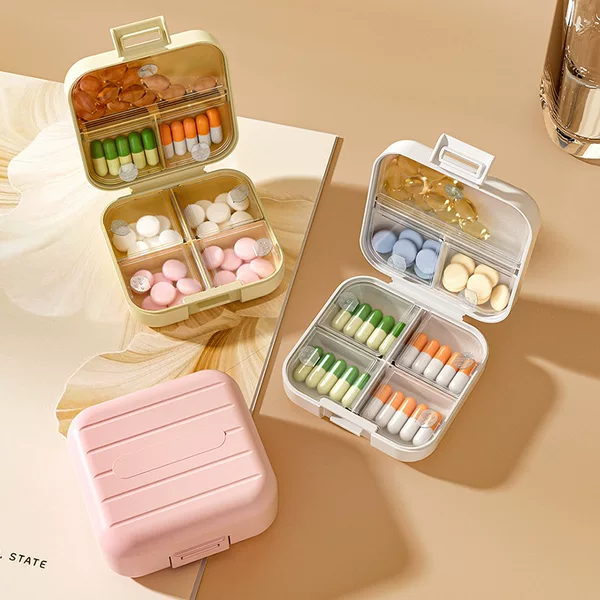 Travel portable medicine distribution box for seven days a week carry-on pills tablet box sealed packaging medicine distribution box
