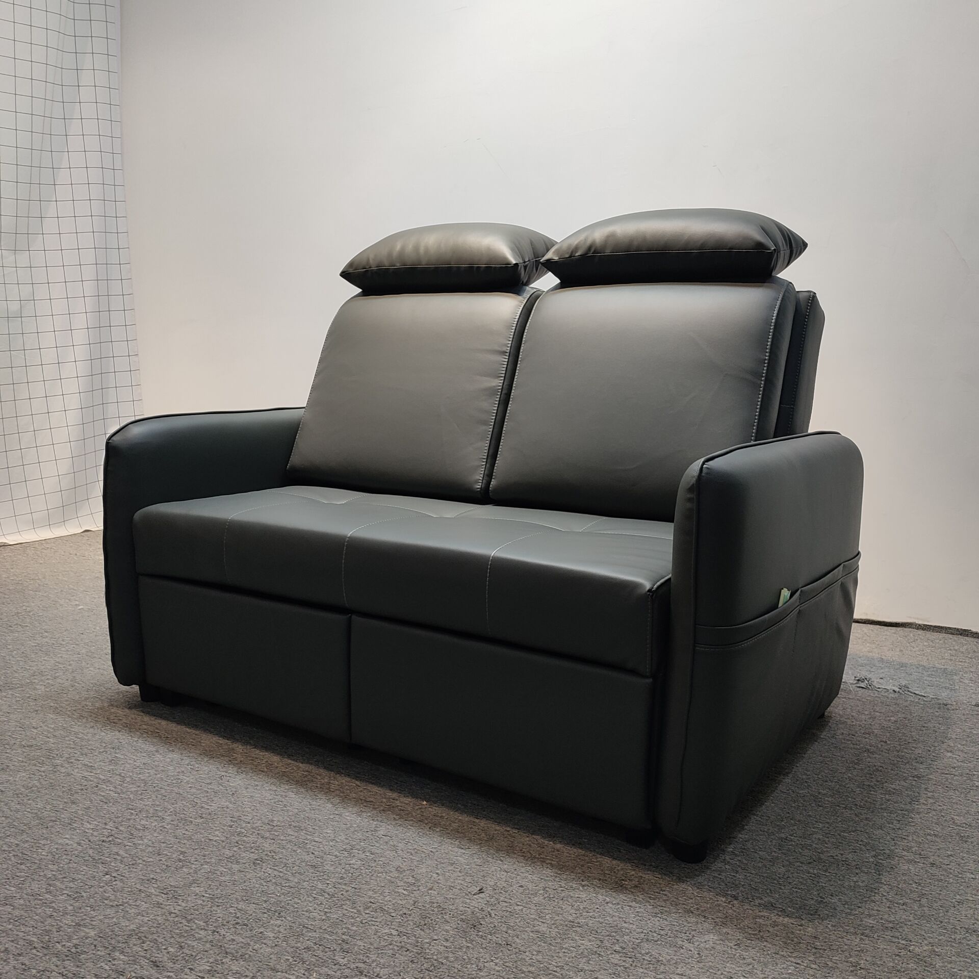 Sofá cama multifuncional plegable de Hong Kong, estilo de cuero, pequeño apartamento de alquiler, empuje y tirar, peinado