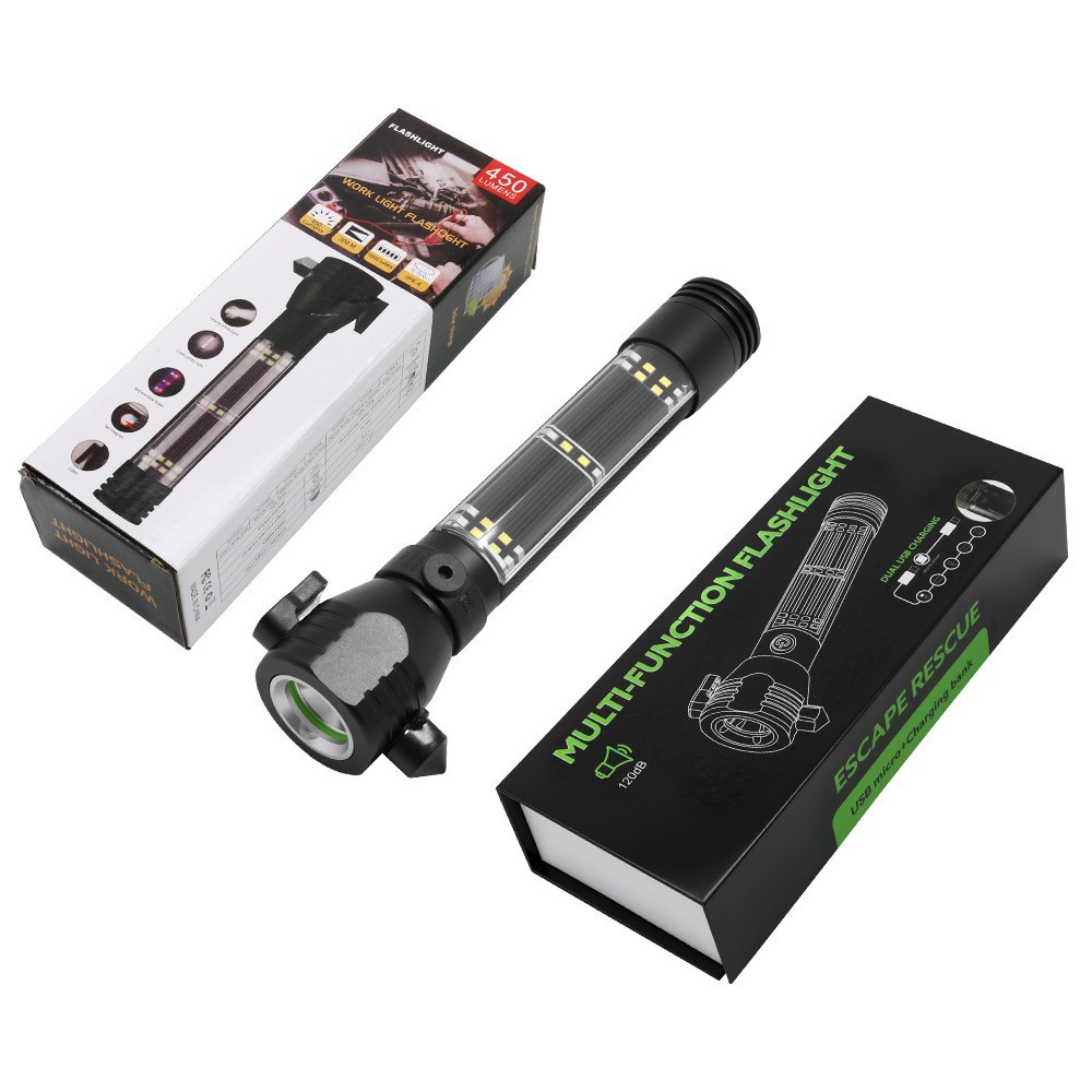 Cross-Border Multifunctional 16-in-1 Safety Hammer Flashlight Fire-Fighting Handheld Emergency Window-Breaking Hammer Outdoor Lighting Too