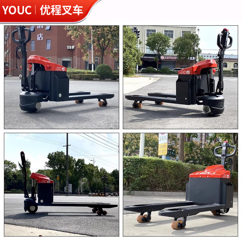 1.5 toneladas caminante camión elevadora hidráulico camión palet eléctrico remolque de bueyes