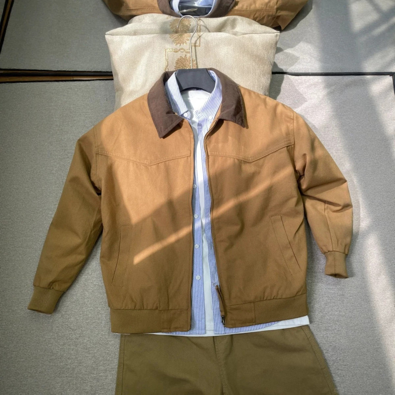 Khaki Couple Work Jacket Men's Spring and Autumn Trendy American Retro Turn-Down Collar Regular Shoulder Detroit Top Khaki Couple Work Jacket Men's Spring and Autumn Trendy American Retro Turn-Down Collar Regular Shoulder Detroit Top
