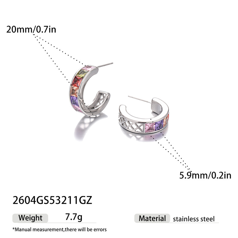 Taina Europa y los Estados Unidos fábrica de acero inoxidable transfronteriza directa venta caliente aretes de diamantes de color geométricos moda aretes de diamantes al por mayor