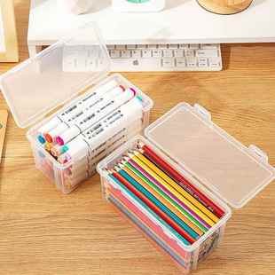 Pencil Storage Box Large Capacity Transparent Stationery Storage Box Pen Holder Filled with Colored Lead Kidsren's Crayon Painting Sketch Colored Lead