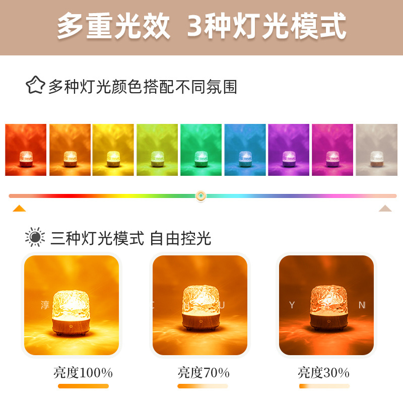 淳言回転ネット赤胡桃木音響雰囲気灯高級ベッドの頭の水波紋bluetooth音響シンプルな小夜灯