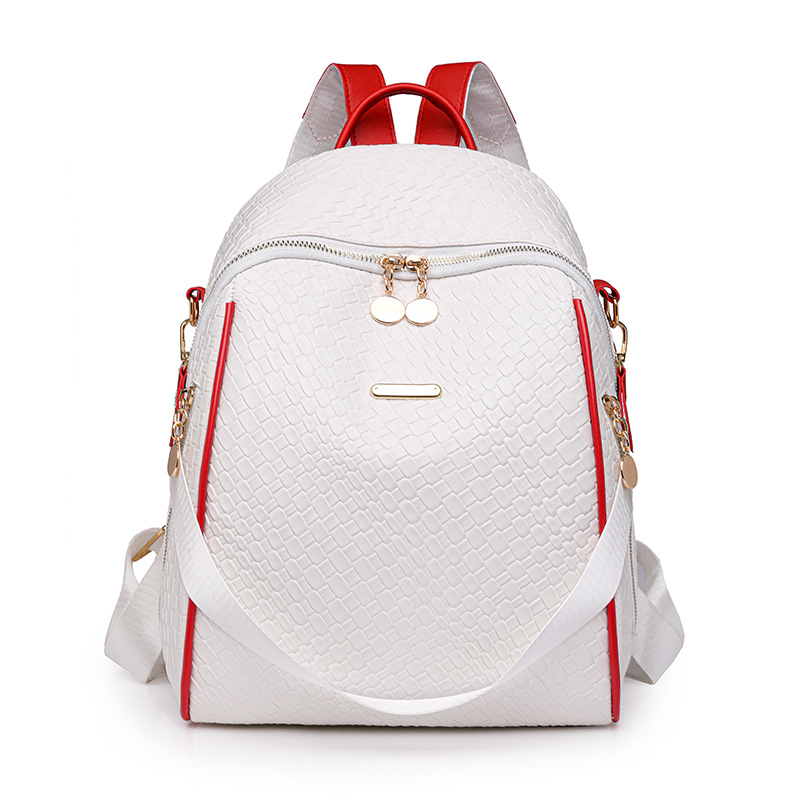 2024 verano nueva moda contraste color damas mochila simple tejido multifuncional mochila de viaje de doble uso al por mayor