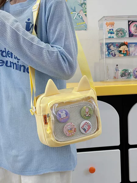 Cute Small Bag for Women, Japanese-Style Anime Pain Bag, Solid Color Fresh Student Crossbody Bag, Korean-Style Single Shoulder Small Bag