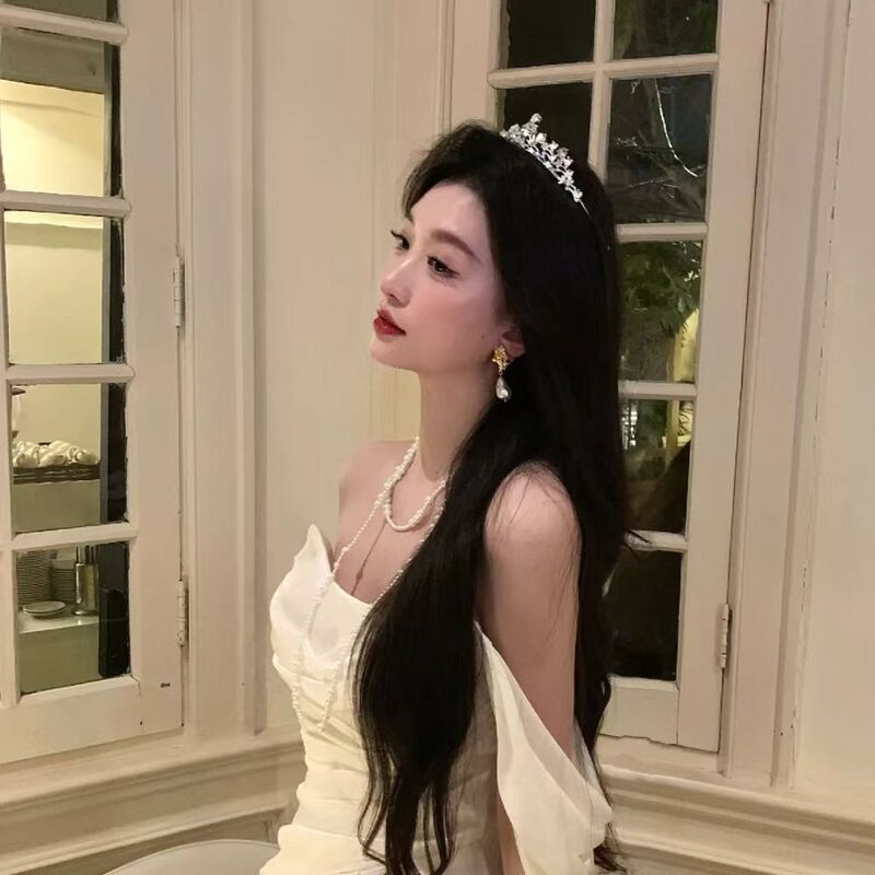 Flower Princess Same Style Hair Accessories Light Luxury Crown Elegant Wedding Accessories Hair Hoop Birthday Gift Cross-border Explosive Crown
