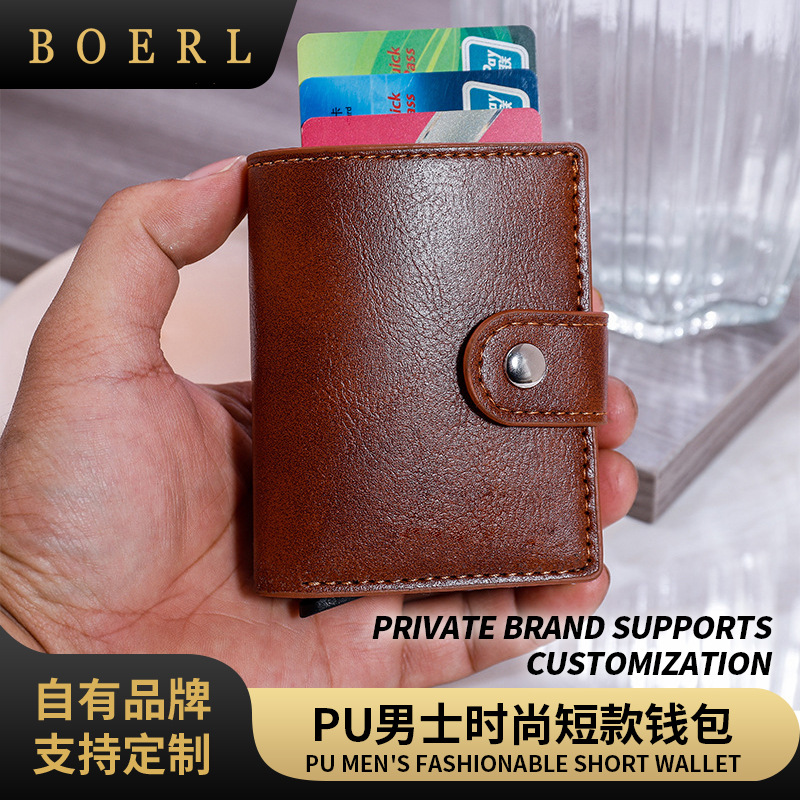 Hot Selling Spot Aluminum Alloy Anti-Theft Credit Card Bag Anti-Rfid Large Capacity Leather Wallet Business Card Holder Business
