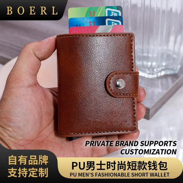 Hot Selling Spot Aluminum Alloy Anti-Theft Credit Card Bag Anti-Rfid Large Capacity Leather Wallet Business Card Holder Business