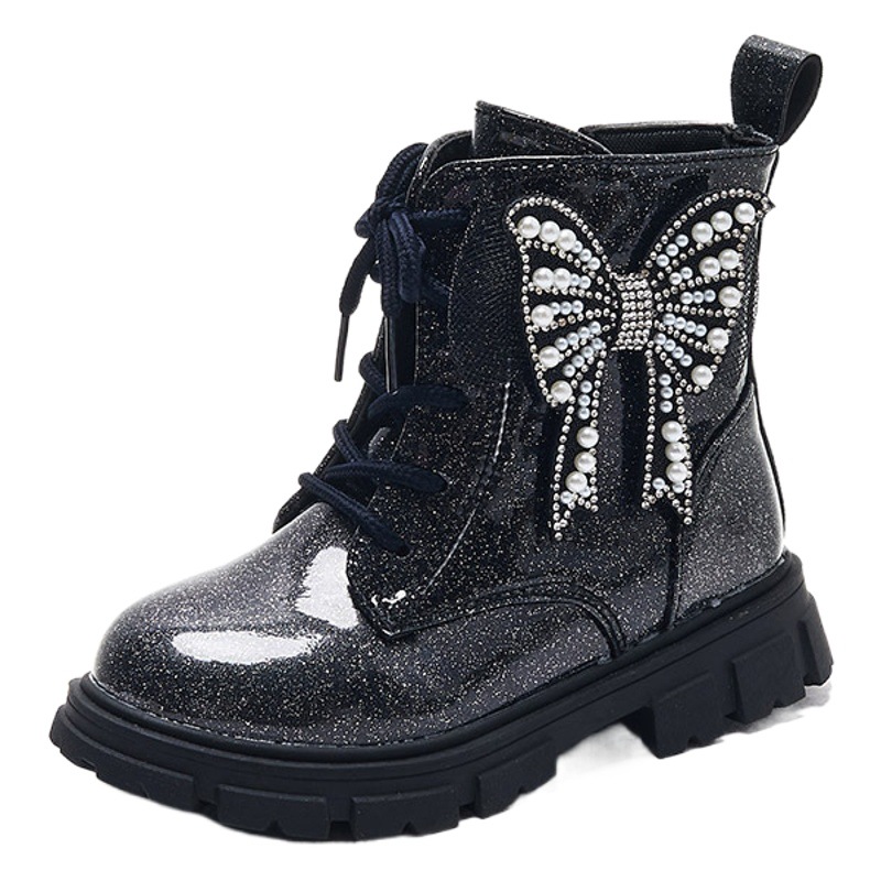 Girl's Martin boots British short boots Internet celebrity children's boots autumn and winter Princess fashion butterfly wings Western style single boots