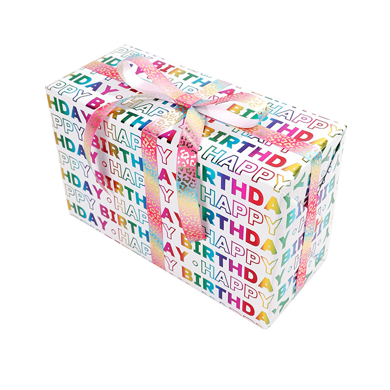 Papel de regalo de la fiesta de cumpleaños feliz de Amazon Día de San Valentín colorido dorado decoración caja de regalo traje de papel de regalo