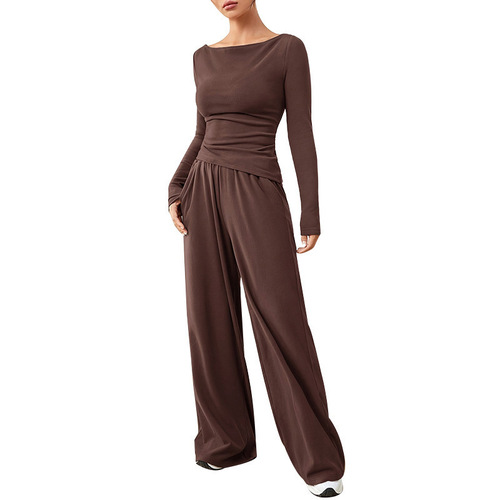 Amazon's hot products, relaxed women's wide-leg pants, two-piece soft waxy style suit covers fashion and irregular