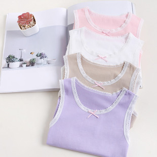 2023 Children's Summer New Girls' Vest Baby Category a Pure Cotton Women's Lace Wenzhou Children's Sling for Summer