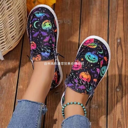 European and American Christmas Women's Shoes Independent Station Code 43 Lazy Shoes Women Doodle Plus Size Wholesale Plus Size