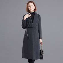 双面手工100羊毛大衣女妈妈简约国风宽松大码手工毛呢品质长外套