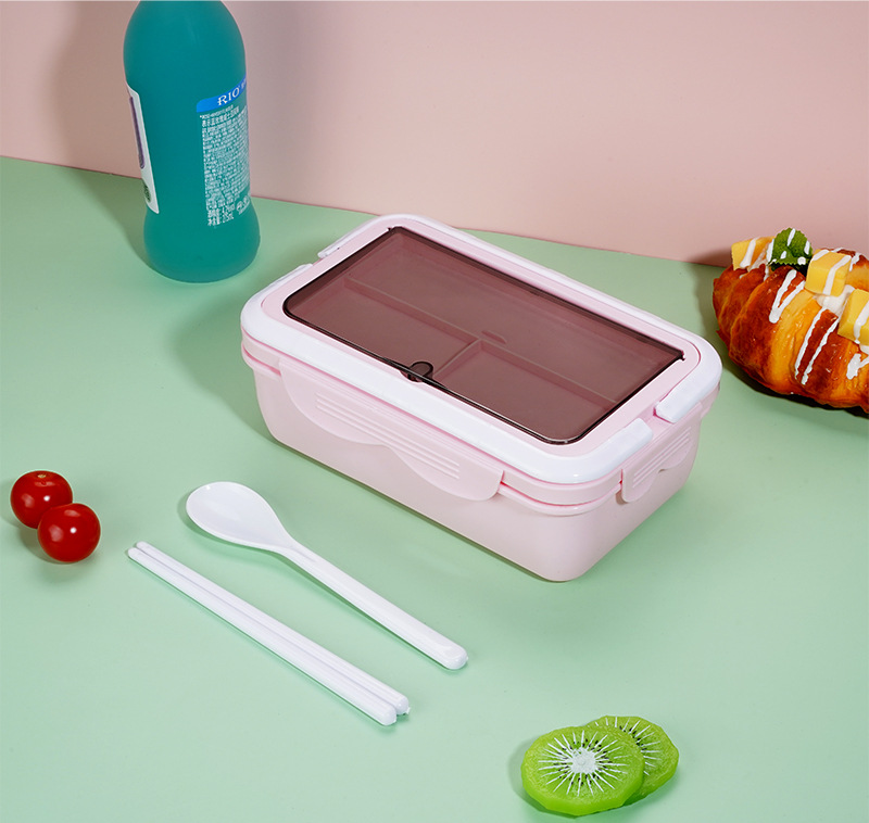 Estudiante lonchera engrosada PP con palillos compartimiento lonchera trabajador de oficina lonchera portátil horno microondas calefacción lonchera