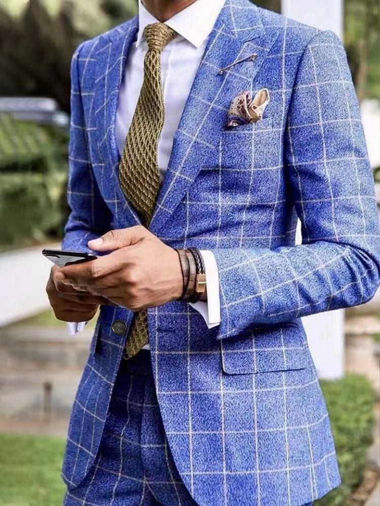 Nuevo comercio exterior transfronterizo primavera y otoño impresión digital reticular hombre traje casual traje casual chaqueta
