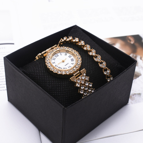 Watch Women's Fashion Trend Full Diamond Simple Bracelet Watch Set  wrist watches set