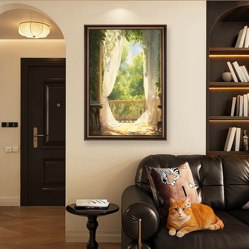 Window decorative painting, entrance hall landscape painting, living room wall art, French-style corridor mural, landscape painting, bedroom and high-end restaurant picture frame