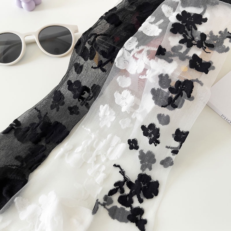 Polyester Cotton, Polyester Fabric Type A Pair Modern Style Women's Flower Polyester Cotton Polyester Crew Socks