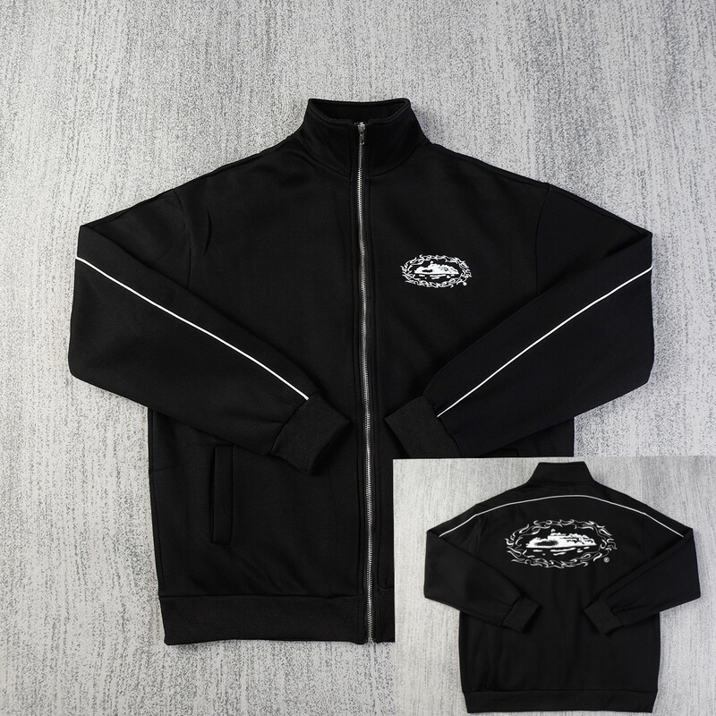 American Retro Corteiz Alcatraz Island Printed Jacket with Vertical Collar and Fleece Suit Zipper High Street Trendy Wear for Men and Women