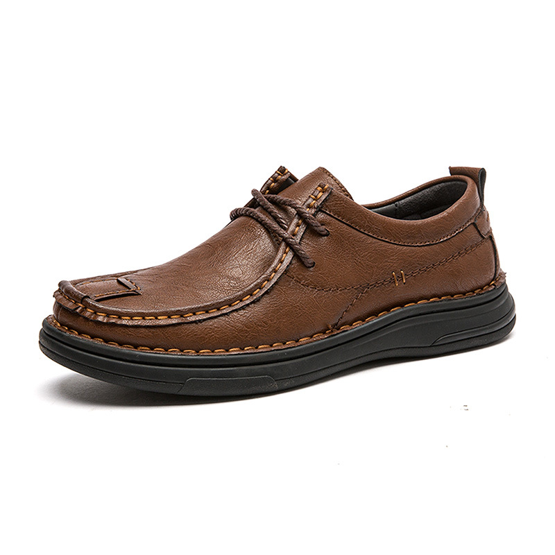 Zapatos de cuero transfronterizos otoño para hombres nuevos zapatos casuales de negocios de un pie suela blanda zapatos de papá de mediana edad y ancianos zapatos para hombres talla grande 46