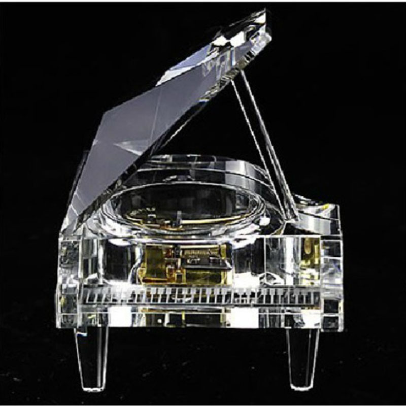 K9 Transparent Crystal Piano Music Box Eight-Track Music Box, Birthday Gift for Boyfriends and Girlfriends, Colorful Piano Crystal Ornament