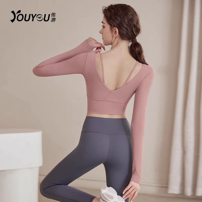 Yoga Clothing Women's Suit 2025 New Long-Sleeved Tight Sports Top Professional Running Training Pilates Fitness Clothing