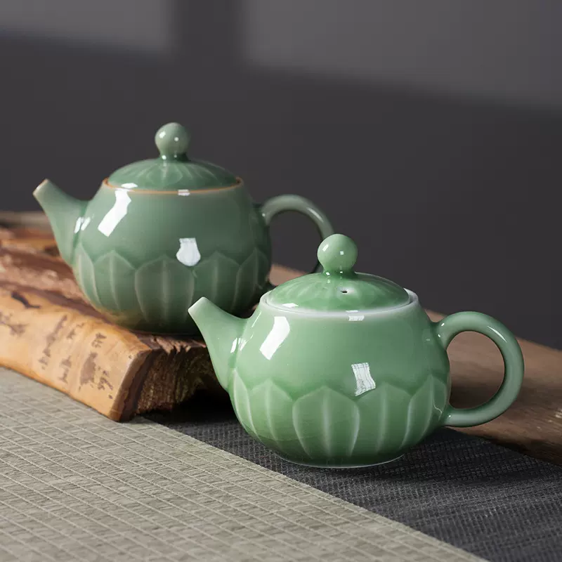 空山新雨 厂家直销龙泉青瓷手工莲花泡茶壶 功夫茶具陶瓷茶壶单壶