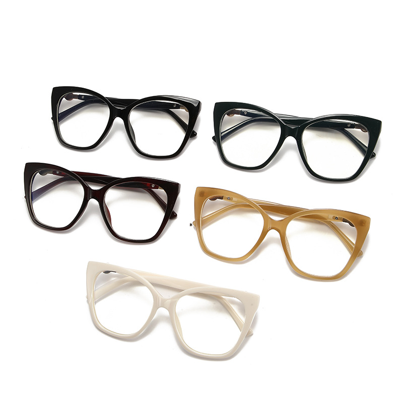 Gafas anti-luz azul de alta gama de estilo europeo y americano, marco de ojo de gato, lente de moda pequeña burguesía, marco de gafas de montura grande, transmisión en vivo