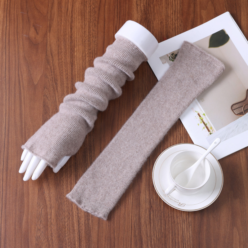 Manufacturer Wholesale 100% Pure Wool Stacked Sleeve Knit Warm Fingerless Cashmere Arm Warmers Long Sleeve Gloves in Large Quantities in Stock