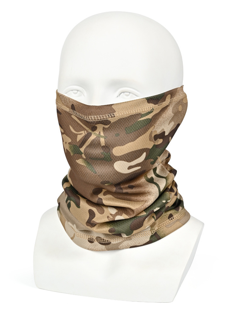 Pañuelo de seda de camuflaje para casco, pañuelo para la cabeza para pesca al aire libre, máscara de protección solar para el cuello de verano, transpirable para ciclismo y deportes.