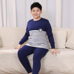 青少年胖童纯棉内衣套装大童加肥加宽秋衣秋裤睡衣睡裤家居服加大