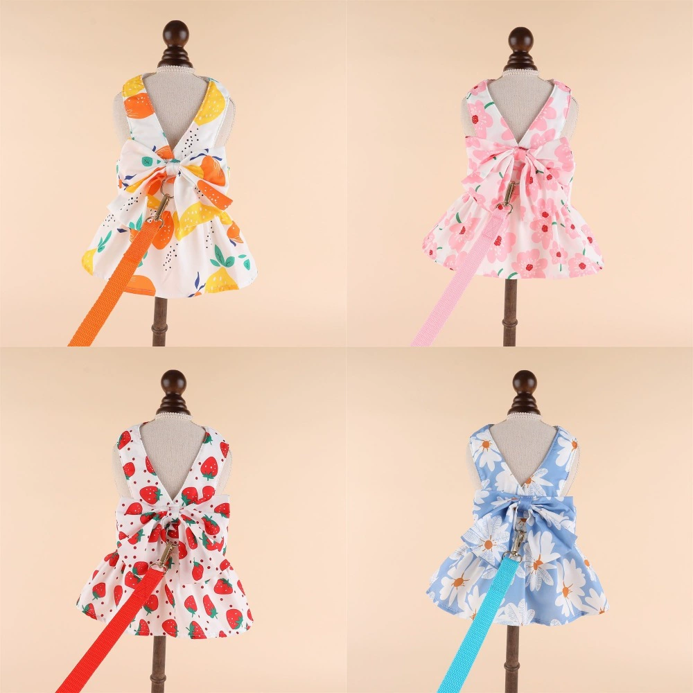 Одежда для собак Весенняя одежда Весенняя и летняя тонкая юбка с тяговой веревкой Маленькая собака Кошка Тедди Горький медведь