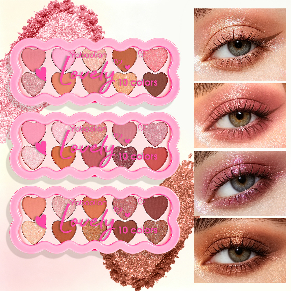 Eyeshadow Palette Cross-Border TEMU Bestseller Wholesale YABAOLIAN Twelve-Color Pearlescent Eyeshadow Shimmer Student Style Eyeshadow