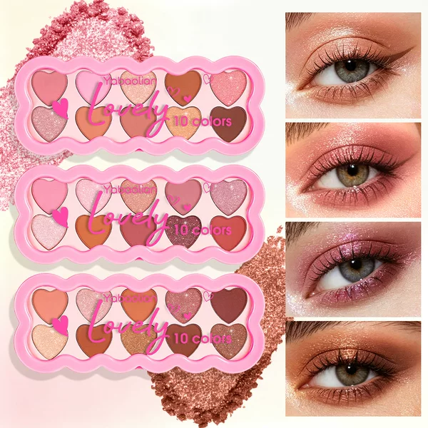 Eyeshadow Palette Cross-Border TEMU Bestseller Wholesale YABAOLIAN Twelve-Color Pearlescent Eyeshadow Shimmer Student Style Eyeshadow